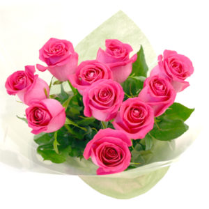 bouquet con 10 rose rosa