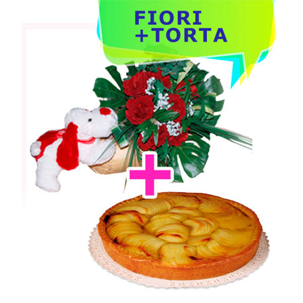 consegna a domicilio peluche rose rosse e torta alle mele