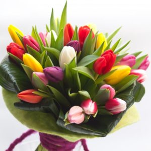 mazzo con tulipani misti colorati