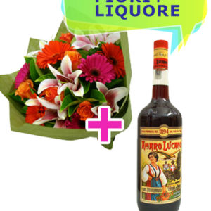 Consegna a domicilio Bouquet fiori e Amaro Lucano online