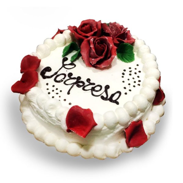 torta con panna e rose rosse online