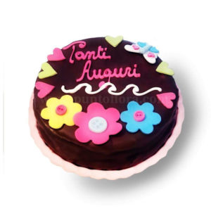 Torta Tanti Auguri decorata con glassa al cioccolato