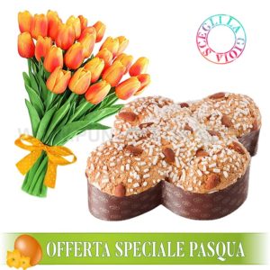 Colomba e tulipani arancio