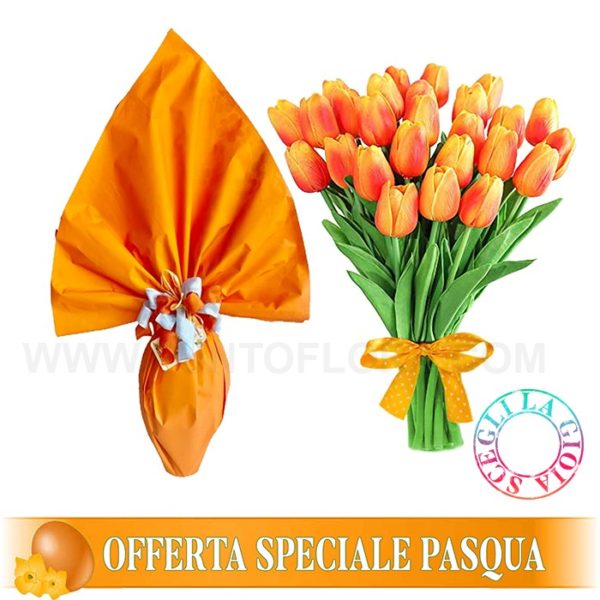 Uovo per Pasqua e Tulipani arancio