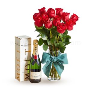 moet e rose rosse