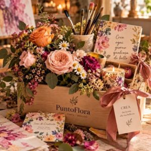 composizione di fiori misti e pennelli